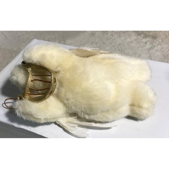 Russ Berrie Collectible Angel Bear Ornament 6" Plush Feathers with Harp White - Picture 4 of 8